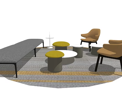 Modern table and chair combination 3d model Modern table and chair combination 3d model