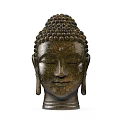 Intricate Bronze Buddha Head Sculpture With Serene Facial Expression And Detailed Ear Design