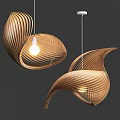 Wooden Curved Spiral Pendant Lights Hanging Ceiling Lighting For Modern Home Decor