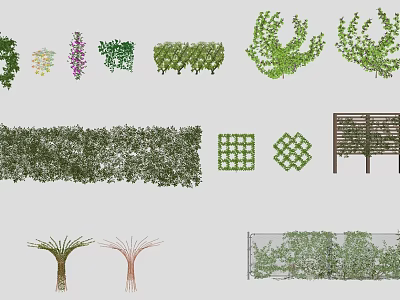 Green Plant Decorative Backdrop Wall With Hedges Vines Lattice And Trellis Designs 3d model