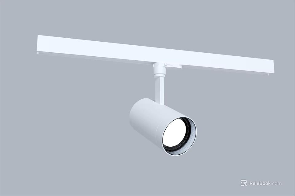White Track Spotlight With Cylindrical Head Modern Design For Interior Lighting 3d model