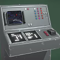 Vintage Industrial Control Panel with Screen Colorful Buttons and Symbol Panels