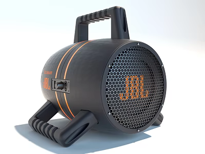 JBL Black Orange Portable Speaker With Handle And Mesh Front Design 3d model