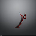 Red Fantasy Sword With Sharp Blade Demonic Inspired Design And Ornate Decorative Details
