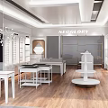 NEDGLORY Store Front With Glass Doors Brick Wall And Modern Interior Display Shelves