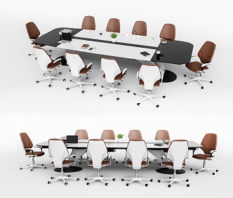 Modern Conference Table and Chair 3d model