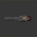 Classic Revolver With Red Grip And Silver Metal Cylinder Loaded Bullet