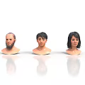 Three Realistic Male Head Models With Different Hairstyles On White Background