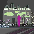 Health Care Themed Photo Spot with Blue Skyline Ferris Wheel at 2023 Annual Dinner Gala