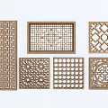 New Chinese Style Hollowed Window Landscape Window Grillwork Window Landscape Pane Wooden Grillwork Window Ancient Building Window Split Window Component 3d model