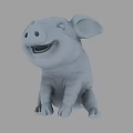 Cartoon Pig Sculpture In Sitting Position With Gray Color And Artistic Design