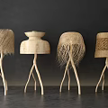 Quiet wind floor lamp straw lamp 3d model