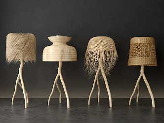 Quiet wind floor lamp straw lamp 3d model