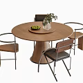 Modern Dining Table and Chair Combination Round Dining Table Dining Chair Single Chair 3d model