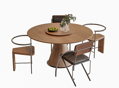 Modern Dining Table and Chair Combination Round Dining Table Dining Chair Single Chair 3d model