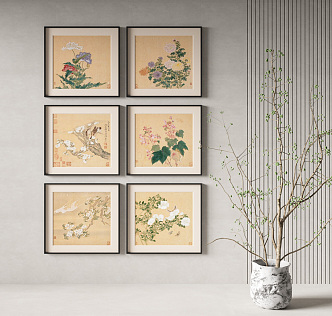 New Chinese Plant Painting Decorative Painting 3d model