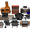 Various Types Of Outdoor Barbecue Grills And Cooking Equipment For Home Use