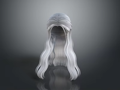 Game Movie Character With Long White Wavy Layered Hair 3d model
