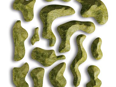 Garden Landscape Design With Moss Covered Irregular Green Stones And Natural Terrain Elements 3d model
