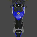 Yamaha R6 Sporty Motorcycle With Blue And White Body Gold Wheels And Black Seat