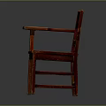 Reddish Brown Solid Wood Chair With Carved Backrest And Armrest Side Table