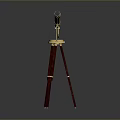 Antique Brass Telescope With Gold Black Body On Red Wooden Tripod Stand