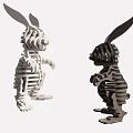Black And White 3D Rhino Shaped Decorative Building Blocks For 3d model