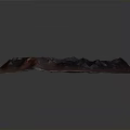 Square Mountain Terrain Model With Red Brown Landscape And Blue Glowing Center