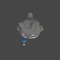 Gray Totoro Character With Pointed Ears White Belly And Small Blue Figure