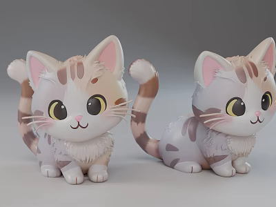 Adorable Cartoon Reptile Stuffed Toys With Big Eyes And Striped Tails 3d model