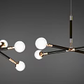 Modern Chandelier Design with Multiple Globe Lights Black and Gold Metal Frame Hanging
