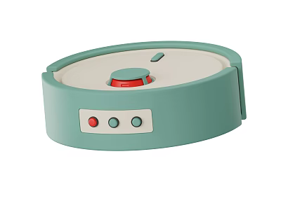 Smart Machine For Home Use Green Circular Design Red Top Button And Front Control Buttons 3d model