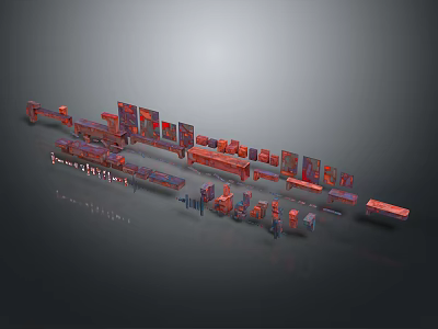 3D Rendered Industrial Equipment Collection With Various Mechanical Components And Tools 3d model