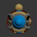 Multi Colored Vertical Industrial Component With Blue Top Yellow Middle And Red Base