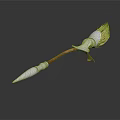 Medieval Decorative Spear With Silver Metal Head Wooden Shaft And Feather Accents