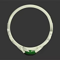 Elegant Green Gemstone Ring With Silver Leaf Design And Intricate Setting