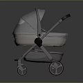 Modern Gray And Beige Baby Stroller With Canopy Handle And Wheels