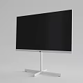 Sleek Modern TV Design With White Frame Black Screen On Stand For Home