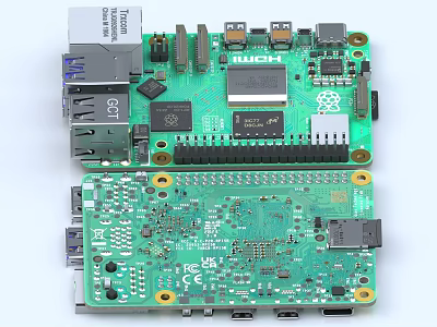 Industrial Equipment Featuring Two Green Circuit Boards With Integrated Chips And Interface Ports 3d model