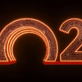 Event Entrance Featuring Illuminated 2020 Numbers On Black Background With Red Base