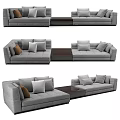 Gray Modular Sectional Sofa With Mixed Color Cushions And Coffee Table 3d model