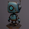 Blue rust little robot 3d model
