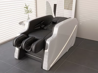 Modern Black and White Massage Chair with Sleek Leather Design in Indoor Setting 3d model