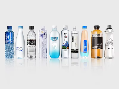Assorted Bottled Beverages Featuring Different Brands And Colorful Packaging 3d model