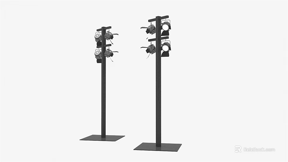 Modern Downlights And Spotlights With Black Stand Featuring Multiple Heads Design 3d model 