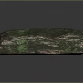 Natural Green And Dark Stone Block With Rough Surface And Organic Texture
