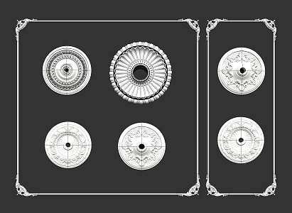 European-style lamp panel gypsum line carved lamp panel combination 3d model