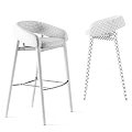 Modern Gray Bar Stools With Wooden Legs And Metal Footrest Design