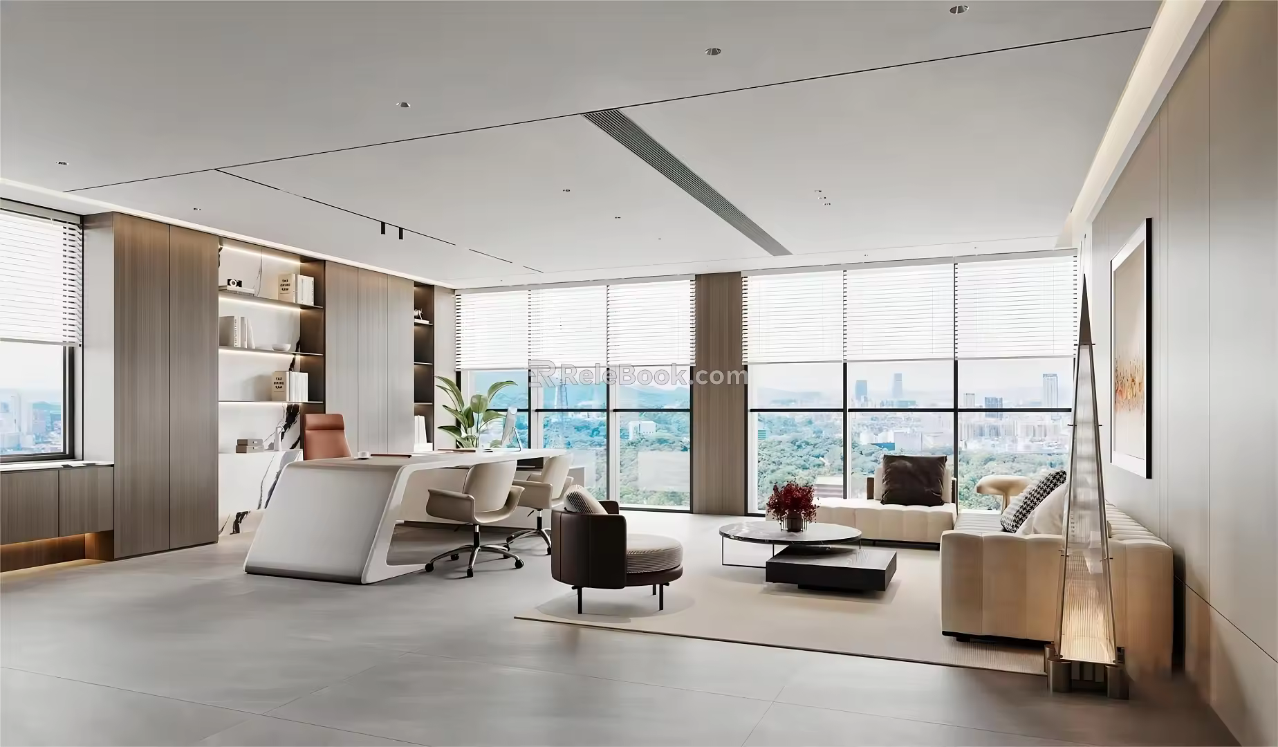 New Chinese Office Chairman Office Manager Office Desk and Chair Combination Office Computer Combination Reception Sofa Leather Sofa Boss Table 3d model
