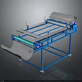 Sturdy Industrial Conveyor Equipment with Blue Frame Metal Rollers and Wheels